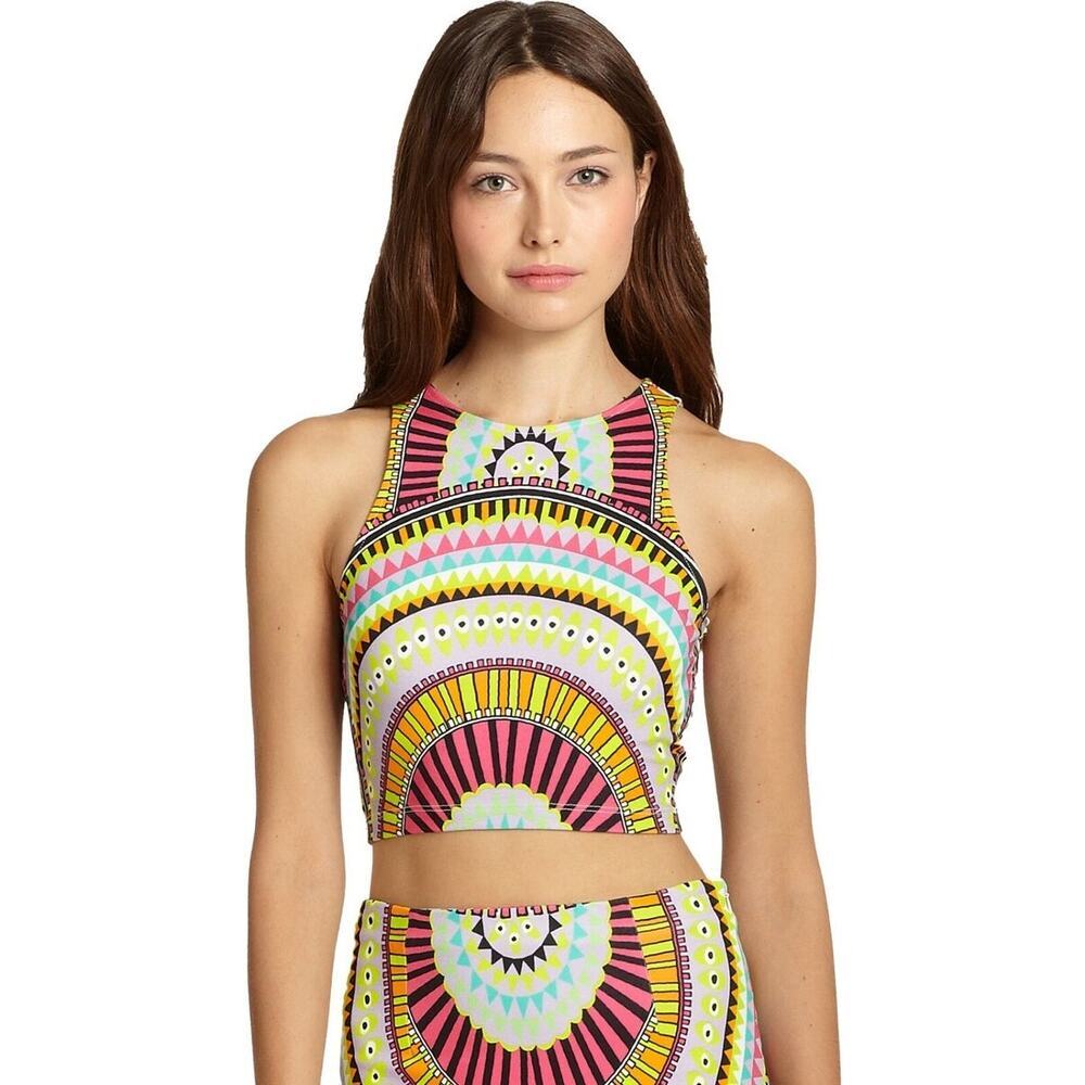 Mara Hoffman El Mundo Lilac Print Jersey Racerback Crop Top Size‎ XS